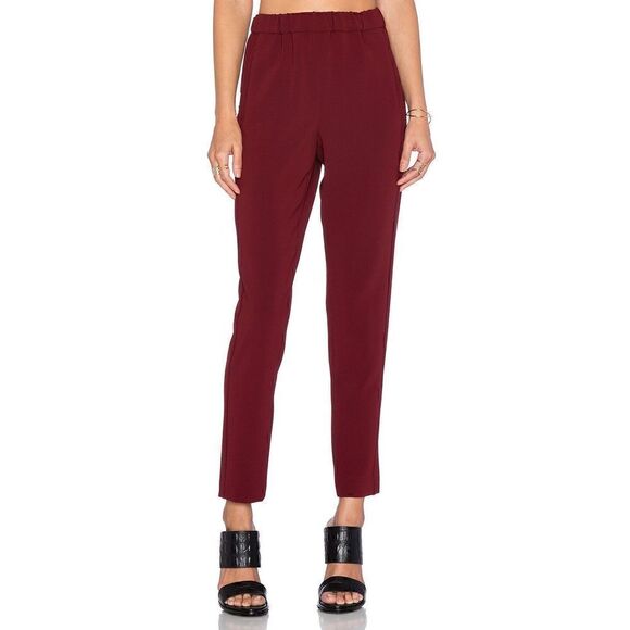 Theory Thorene Pant Stretch Waist Pull On Pants Trousers Burgendy women’s size S - Picture 1 of 11